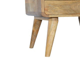 Solid Wood Curved Oak-ish Bedside, 2 Drawers, Beige B2743P402926