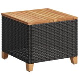 Garden Table Black 45x45x37 cm Poly Rattan Acacia Wood 366325