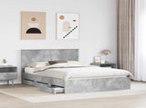 Bed Frame with Drawer Concrete Grey 140 x 200 cm Engineer Wood 3409464