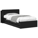 Bed Frame with Storage Black 75 x 190 cm Engineered Wood 3433906