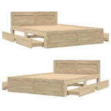 Bed Frame with Drawer 2 pcs Sonoma 137 x 188 cm Engineered Wood 3402854