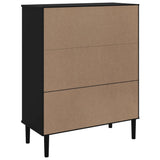 Highboard SENJA Rattan Look Black 90x40x112 cm Solid Wood Pine 358057