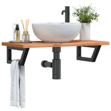 Basin Shelf Wall Mounted Steel and Solid Wood Beech 3302367