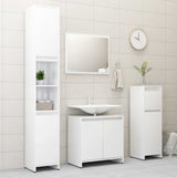 Bathroom Furniture Set High Gloss White Engineered Wood 802657