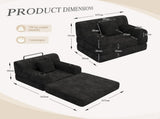1-Seater Sleeper Sofa, Compressed Corduroy Sofa with High Backrest, Metal Frame, High-Density Foam, W3779P501236