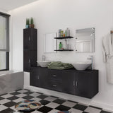 Nine Piece Bathroom Furniture and Basin Set Black 272229