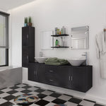 ZNTS Nine Piece Bathroom Furniture and Basin Set Black 272229