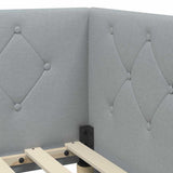 Corner Bed Frame with Headboard Light Grey 100 x 200 cm Fabric 42016503