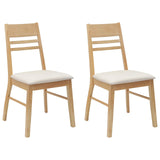 Dining Chairs 2 pcs Natural 43 x 54 x 89 cm Solid Rubber Wood 42020440