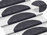Stair Mats Self-adhesive 15 pcs 65x21x4 cm Dark Grey Half Round Large 132697