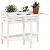 Garden Planter with Folding Tabletop White Solid Wood Pine 825122