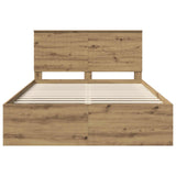 Bed Frame Artisian Oak 140 x 190 cm Solid Pine Wood 3411018