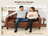 Faux Leather Marble-Effect Two-Seater Sofa - Brown T3398P424908