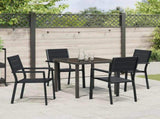 Garden Dining Set 5 pcs Black Powder-Coated Steel 3379143
