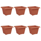Square Flower Pot 6 pcs Brick Red 43 x 43 x 33.5 cm Plastic 42020333