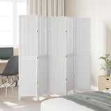 Room Divider 5 Panels White Solid Wood Paulownia 358726