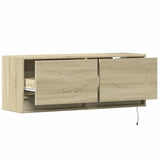 TV Wall Cabinet with LED Lights Sonoma Oak 100x31x35 cm 852364