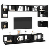 TV Cabinet Set 8 pcs Black Oak Engineered Wood 3393322