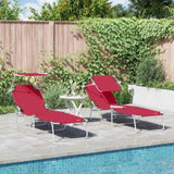 Sun Lounger Folding 2 pcs Red 58 x 188 x 77cm Polyester 42003061