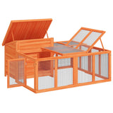 Rabbit Hutch Brown 144x123x67.5 cm Solid Wood Pine 172280