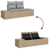 Garden Sofa with Cushion Beige 123 x 62 x 69cm Poly Rattan 42006805