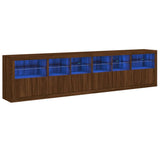 Sideboard with LED Lights Brown Oak 283x37x67 cm 3209022
