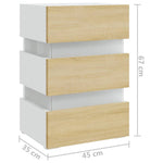 ZNTS LED Bedside Cabinet White and Sonoma Oak 45x35x67 cm Engineered Wood 326845