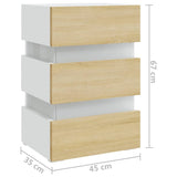 ZNTS LED Bedside Cabinet White and Sonoma Oak 45x35x67 cm Engineered Wood 326845