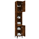 Bathroom Cabinet Smoked Oak 30x30x190 cm Engineered Wood 819801