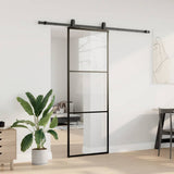 Sliding Door with Hardware Set Black 76x205 cm ESG Glass 3375921