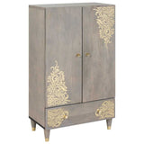 Highboard Grey and Gold 60 x 33 x 100 cm Solid Mango Wood 4018802