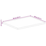 Table Top 90x80x2.5 cm Rectangular Solid Wood Rough Mango 371351