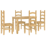 ZNTS 5 Piece Dining Set Panama Solid Wood Pine 3345197