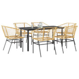7 Piece Garden Dining Set Brown Poly Rattan Glass 3334594