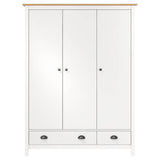 3-Door Wardrobe Hill White 127x50x170 cm Solid Pine Wood 288954
