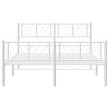 ZNTS Metal Bed Frame without Mattress with Footboard White 160x200cm 372249