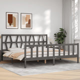 Bed Frame without Mattress Grey 200x200 cm Solid Wood Pine 3192513