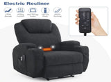 Electric Recliner Chair with 2-Point Massage & Heating, Black Fabric Indoor Functional Chair, 120kg 35128213