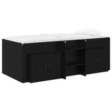 Loft Bed Frame with Cabinet 3 pcs Black Engineered Wood 3423375