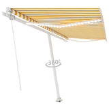 Manual Retractable Awning with LED 400x300 cm Yellow and White 3069543