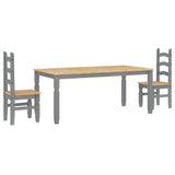 ZNTS 3 Piece Dining Set Panama Grey Solid Wood Pine 3345207