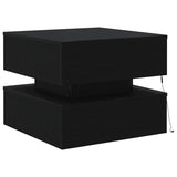 Coffee Table with LED Lights Black Oak 50x50x40 cm 862257