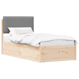 Bed Frame with Upholstered Headboard Light Grey 100 x 200 cm 877579