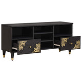 TV Cabinet with Drawer Black 100 x 33 x 46 cm Solid Mango Wood 4018826