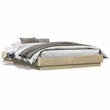 Bed Frame with LED without Mattress Sonoma Oak 135x190 cm Double 3209816