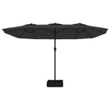 Double-Head Garden Parasol with LEDs Black 449x265 cm 362959
