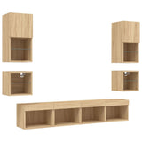 8 Piece TV Wall Units with LED Sonoma Oak Engineered Wood 3216592