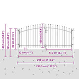 Double Gate with Lock Woerden Grey 299.5 x 149.5 cm Steel 42008845