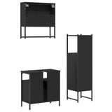 3 Piece Bathroom Furniture Set Black Engineered Wood 3214695