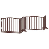 Dog Gate with Door Foldable 8 Panels Brown 640 cm Poplar Wood 3155634